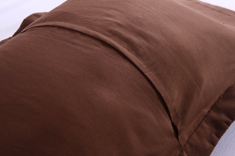MarCielo 2-Piece Embroidered Pillow Shams, Decorative Microfiber Pillow Covers Set Standard Size Brown - Image 5